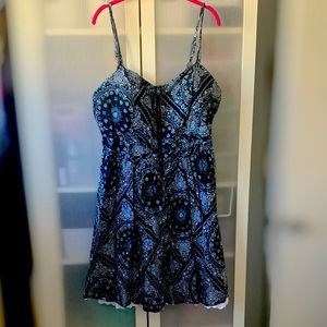 Blue & White Print Dress